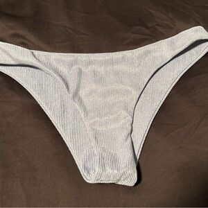 Light Gray-Blue Ribbed Bikini Bottom